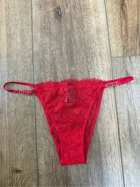 Victoria's Secret Red Lace Bikini Panty with Ring Details